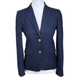 J. CREW Women’s Wool Blend Blazer Size 0 Blue Preppy Academia Officecore